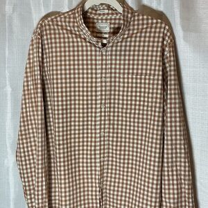 Frank & Oak Tan Checkered Casual Shirt